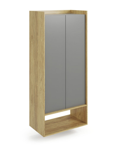 MOBIUS Szafka Wysoka 78x41x179cm Hikora Naturalna/Fronty Szary Przykurzony