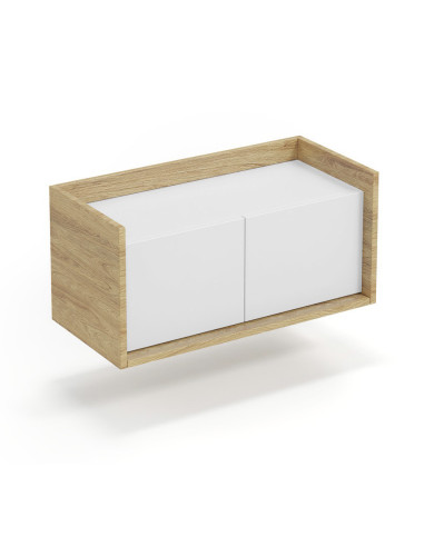 MOBIUS Szafka Niska 78x41x36cm Hikora Naturalna/Fronty Biel Alpejska