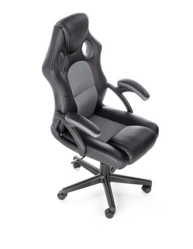 BERKEL Fotel Biurowy z Mechanizmem TILT, Czarny-Popiel - Design i Komfort