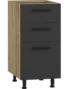 VENTO D3S Szafka 40cm z 3 Szufladami Antracyt/Dąb Craft- Mechanizm Hettich