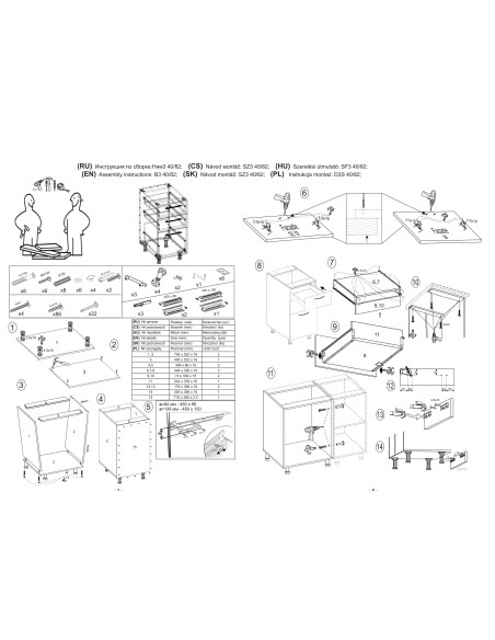 VENTO D3S Szafka 40cm z 3 Szufladami Antracyt/Dąb Craft- Mechanizm Hettich