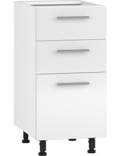VENTO D3S Szafka 40cm z 3 Szufladami Biały/Biały Połysk- Mechanizm Hettich