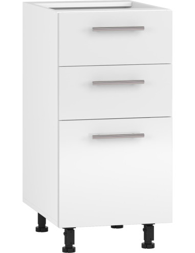 VENTO D3S Szafka 40cm z 3 Szufladami Biały/Biały Połysk- Mechanizm Hettich