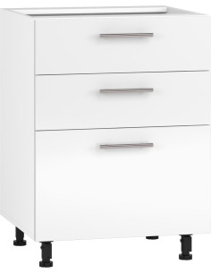 VENTO D3S Szafka 60cm z 3 Szufladami Biały/Biały Połysk- Mechanizm Hettich