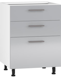 VENTO D3S Szafka 60cm z 3 Szufladami Biały/J. Popiel Połysk Mech. Hettich