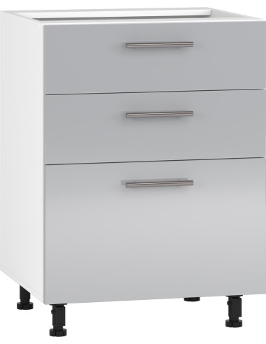 VENTO D3S-60/82 szafka dolna z szufladami, mechanizm Hettich front: jasny popiel (1p 1szt)