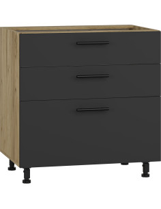 VENTO D3S Szafka Dolna 80cm Antracyt/Dąb Craft - Mechanizm Hettich