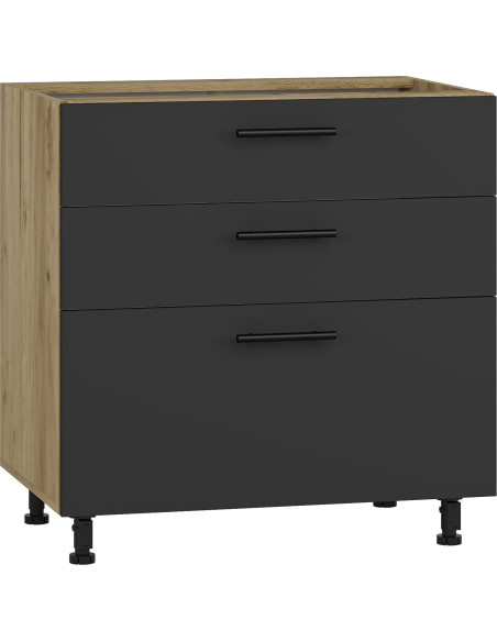 VENTO D3S Szafka Dolna 80cm Antracyt/Dąb Craft - Mechanizm Hettich
