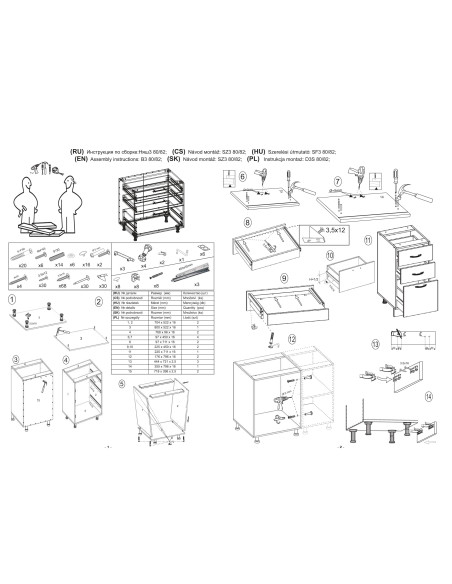 VENTO D3S Szafka Dolna 80cm Antracyt/Dąb Craft - Mechanizm Hettich