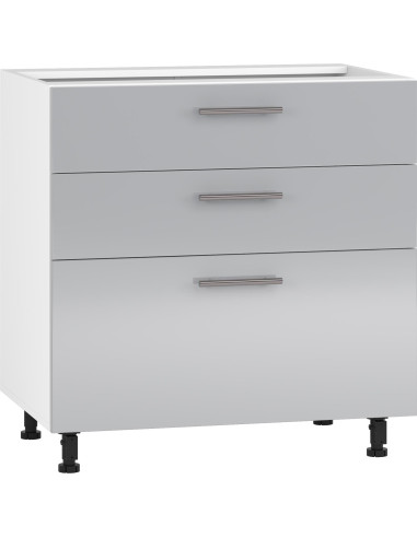 VENTO D3S Szafka Dolna 80cm Jasny Popiel w Połysku - Szuflady Hettich