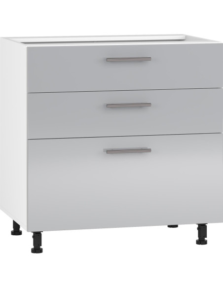 VENTO D3S Szafka Dolna 80cm Jasny Popiel w Połysku - Szuflady Hettich