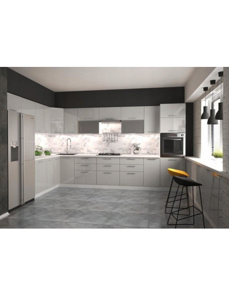 VENTO D3S Szafka Dolna 80cm Jasny Popiel w Połysku - Szuflady Hettich