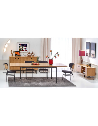 SMART Stół Rozkładany 170-250cm Dąb Naturalny/Czarny - Elegancja i Komfort