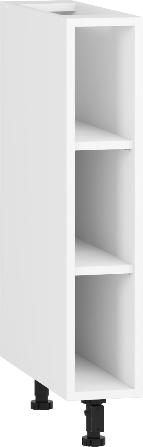 Przykładowa aranżacja kuchni wykonanej z szafek z serii VENTO z frontami szafek górnych w kolorze białym, oraz dolnych w kolorze popielatym.