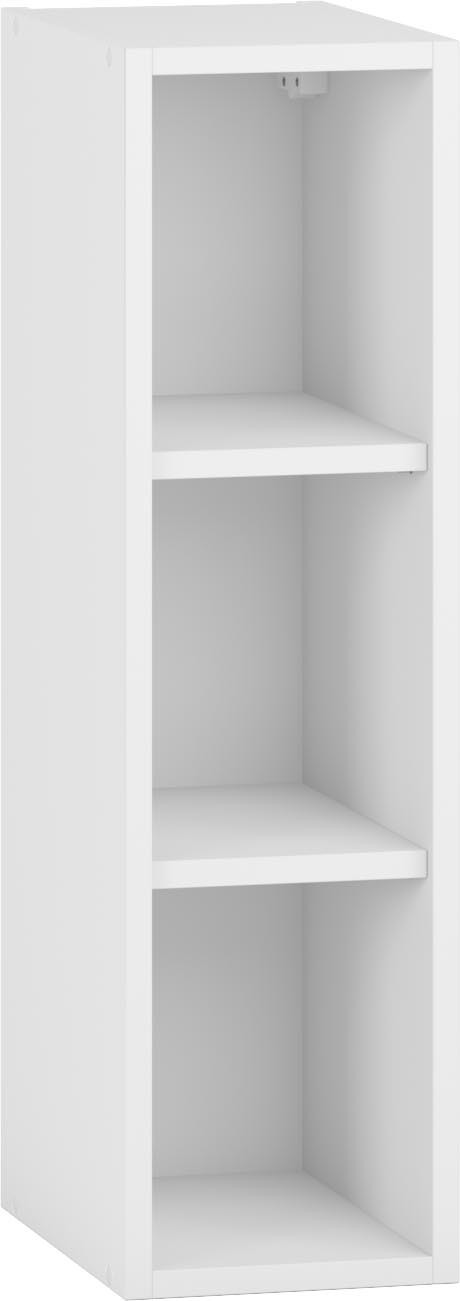 Przykładowa aranżacja kuchni wykonanej z szafek z serii VENTO z frontami szafek górnych w kolorze białym, oraz dolnych w kolorze popielatym.