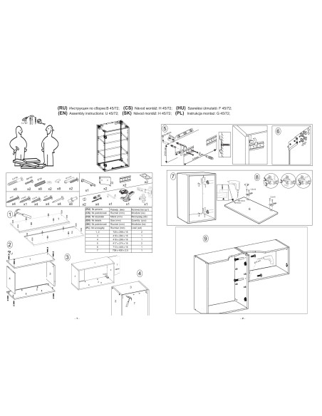 VENTO G45 Szafka Górna 45cm Antracyt/Dąb Craft - Funkcjonalność w Designie