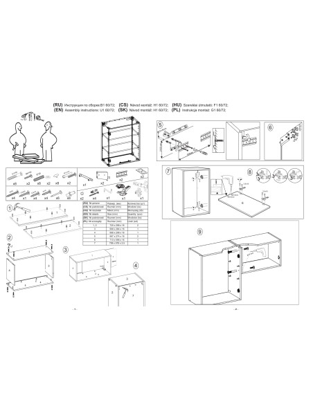 VENTO G60 Szafka Górna 60cm Antracyt/Dąb Craft - Szeroka i Przestronna