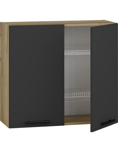 VENTO GC80 Szafka Górna 80cm z Ociekarką Antracyt/Dąb Craft