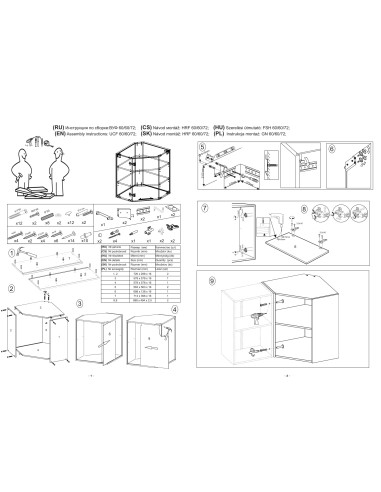VENTO GN60 Szafka Górna Narożna 60cm Antracyt/Dąb Craft
