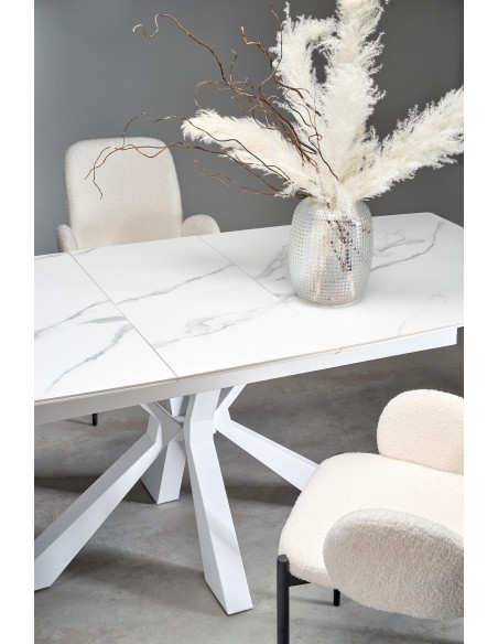 ADOLFO Stół Rozkładany 160-200cm Spiek Biały Marmur - Gustowny