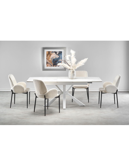 ADOLFO Stół Rozkładany 160-200cm Spiek Biały Marmur - Gustowny