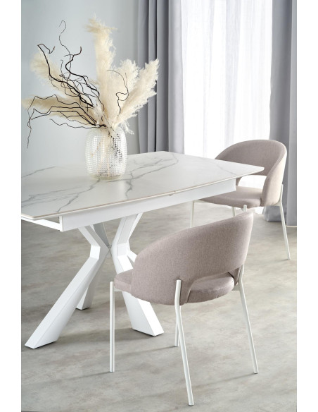 ADOLFO Stół Rozkładany 160-200cm Spiek Biały Marmur - Gustowny