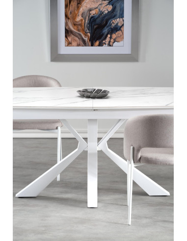 ADOLFO Stół Rozkładany 160-200cm Spiek Biały Marmur - Gustowny