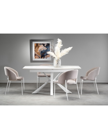 ADOLFO Stół Rozkładany 160-200cm Spiek Biały Marmur - Gustowny