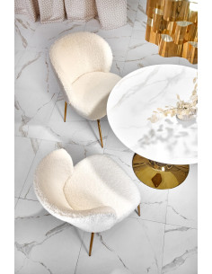 CASEMIRO Stół Okrągły Fi90cm Biały Marmur/Złoty - Elegancja i Styl 2