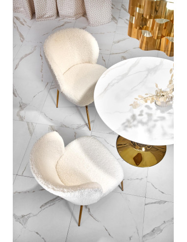 CASEMIRO stół blat - biały marmur, noga - złoty (2p 1szt)