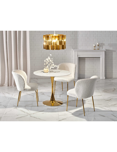 CASEMIRO stół blat - biały marmur, noga - złoty (2p 1szt)