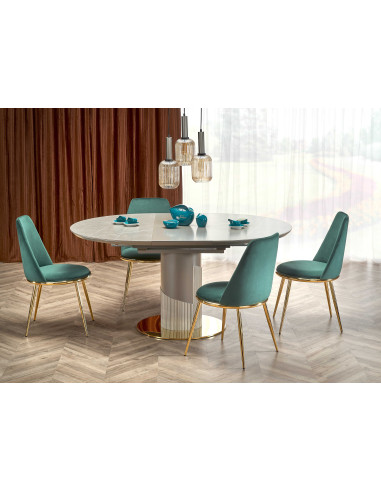 CASTANO Stół Rozkładany 120-160cm Popielaty Marmur - Luksus i Funkcjonalność