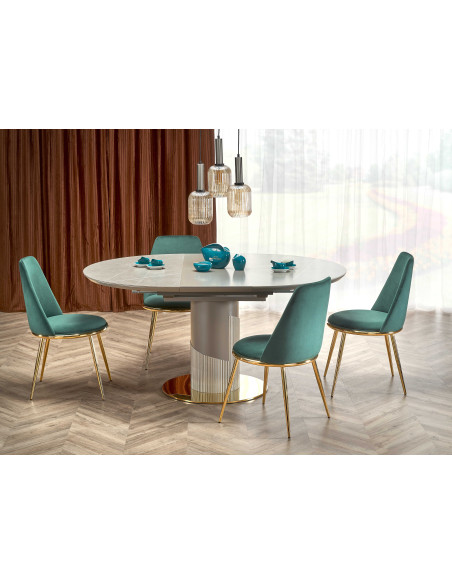 CASTANO Stół Rozkładany 120-160cm Popielaty Marmur - Luksus i Funkcjonalność