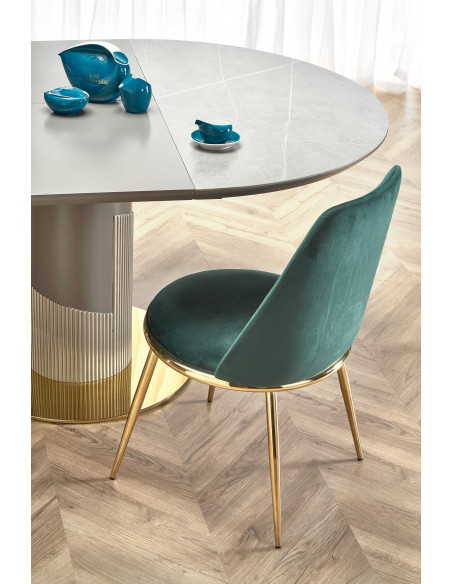 CASTANO Stół Rozkładany 120-160cm Popielaty Marmur - Luksus i Funkcjonalność