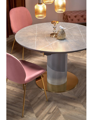 CASTANO Stół Rozkładany 120-160cm Popielaty Marmur - Luksus i Funkcjonalność