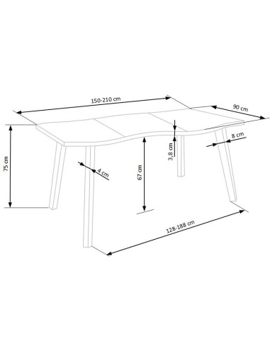 DICKSON Stół Rozkładany 150-210cm Dąb Naturalny/Czarny - Przestrzeń i Styl
