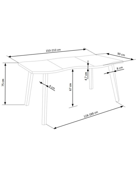 DICKSON Stół Rozkładany 150-210cm Dąb Naturalny/Czarny - Przestrzeń i Styl