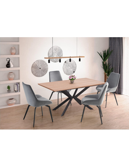 LEGARTO Stół Rozkładany 160-200cm Dąb Naturalny/Czarny - Szeroka Przestrzeń