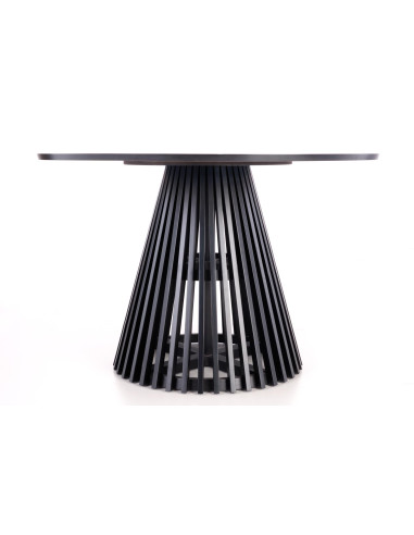 MIAYKI Stół Okrągły Fi120cm Dąb Naturalny na Designerskiej Czarnej Podstawie