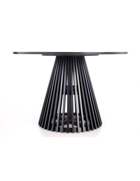 MIAYKI Stół Okrągły Fi120cm Dąb Naturalny na Designerskiej Czarnej Podstawie