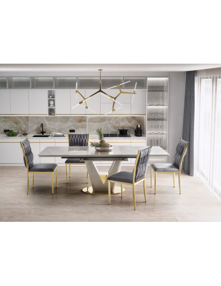 VALENTINO Stół Rozkładany 160-220cm Popielaty Marmur - Luksus i Funkcjonalność