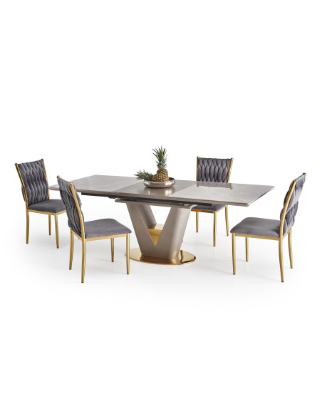 VALENTINO Stół Rozkładany 160-220cm Popielaty Marmur - Luksus i Funkcjonalność