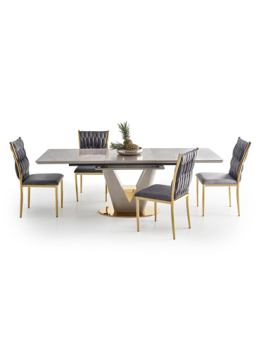 VALENTINO Stół Rozkładany 160-220cm Popielaty Marmur - Luksus i Funkcjonalność