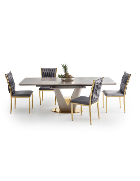 VALENTINO Stół Rozkładany 160-220cm Popielaty Marmur - Luksus i Funkcjonalność