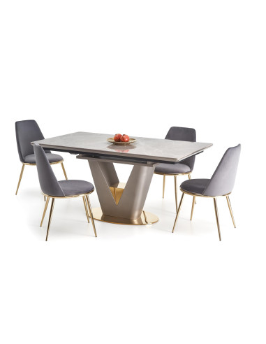 VALENTINO Stół Rozkładany 160-220cm Popielaty Marmur - Luksus i Funkcjonalność