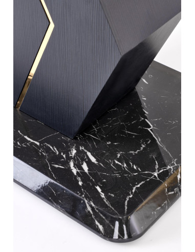VINCENZO Stół Rozkładany 160-200cm Biały Marmur/Czarny/Złote Akcenty