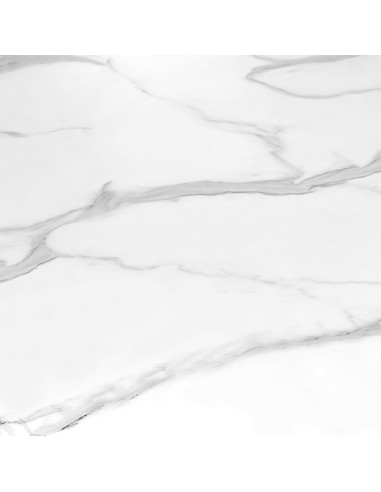 VINCENZO Stół Rozkładany 160-200cm Biały Marmur/Czarny/Złote Akcenty