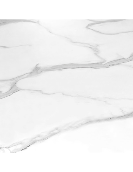 VINCENZO Stół Rozkładany 160-200cm Biały Marmur/Czarny/Złote Akcenty