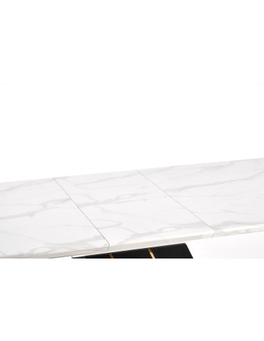 VINCENZO Stół Rozkładany 160-200cm Biały Marmur/Czarny/Złote Akcenty