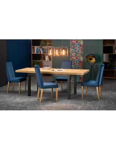 TIAGO stół rozkładany 140-220/80 blat: dąb craft, nogi: czarny (3p 1szt)